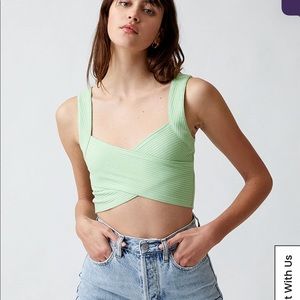 PACSUN Crop Dolphin Surplice Tank Top Green